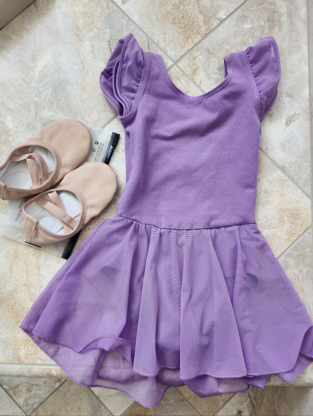 Toddler girl ballet leotard dress and ballet shoes